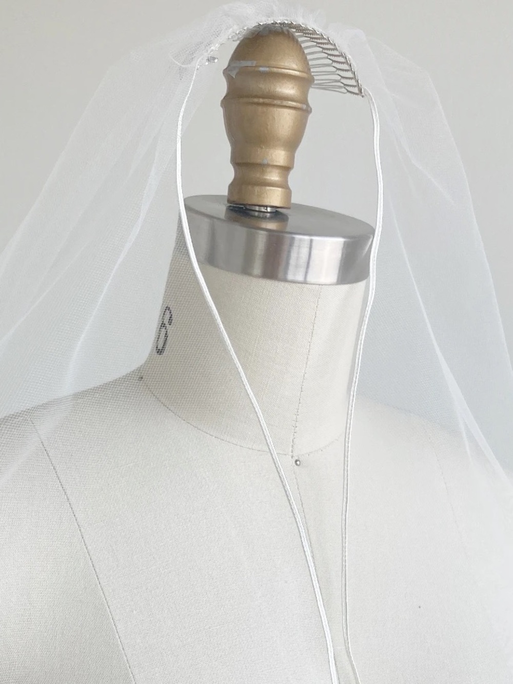 Ivory Cathedral Length Wedding Veil – Sheer Tulle Veil with Finished Edge